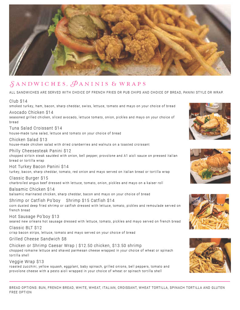 Lunch Menu Bistreaux